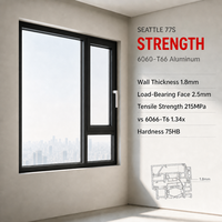Ventana Oscilobatiente de Aluminio JOUGE con Manija Oculta, 6060-T66, 1.8mm, PA66, Rotura Térmica, Vidrio Templado, Impermeable para Edificios