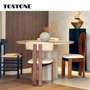Mesa de Comedor Redonda de Travertino Elegante de Diseño a Precio de Fábrica Tostone para Decoración de Apartamentos y Hoteles de Estilo Minimalista Suave - Product Image 3