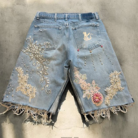 DiZNEW 2025 Shorts en jean de créateur pour hommes |   Broderie de luxe en strass et perles, artisanat lourd et raffiné |   Jeans d'été sur mesure haut de gamme