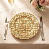 Assiettes rondes en plastique PP de style américain haut de gamme, finition pigmentée, motif végétal, multi-usages, pour mariage, banquet, fête