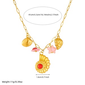 Gold Plated Conch Shell Scallop Star Pendant Chain Stainless Steel Necklace Party Fashion Jewelry - Product Image 4