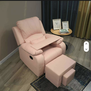 Modern Pink PU Leather Massage Chair with Legrest and Built-In Headrest for Salon or Living Room Use - Product Image 4
