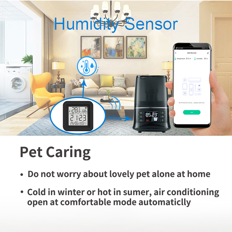 Tuya Smart WiFi Universal IR Remote Temperature Humidity Sensor for Air Conditioner TV AC Works Smart IR Humidity sensor