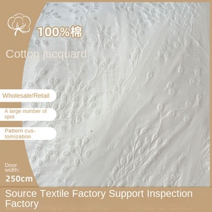 Custom White Embryo Jacquard Brocade Fabric 100% Cotton Abrasion-Resistant Double Yarn for <strong>Bed</strong> Three Piece <strong>Set</strong> - Product Image 2