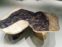 Ensemble de tables basses italiennes de luxe minimaliste, design sculpté à la main, table basse en marbre naturel, mobilier moderne haut de gamme pour la maison