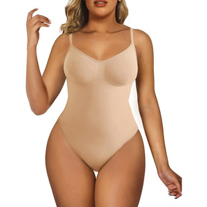 Combinaisons d'entraînement de la taille pour femmes une pièce grande taille Slip amincissant complet Shapewear Tummy Control Tops Seamless Thong Bodysuit - Product Image 4