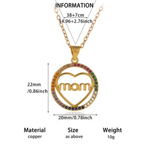 18K Gold Plated Rainbow Zirconia Round Heart Mom Pendant Necklace Mother Day Jewelry <strong>Gifts</strong> for Women Mother <strong>Wife</strong> <strong>Birthday</strong> <strong>Gift</strong> - Product Image 5