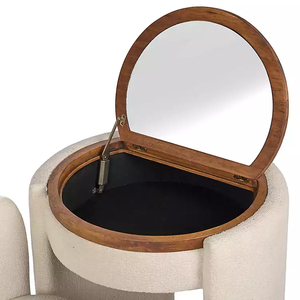 Set Nora con Sedia Imbottita in Tessuto e Specchio Ribaltabile con Vano Portaoggetti, Design Ecologico <span class=keywords><strong>per</strong></span> Arredamento Camera <span class=keywords><strong>da</strong></span> <span class=keywords><strong>Letto</strong></span> - Product Image 3