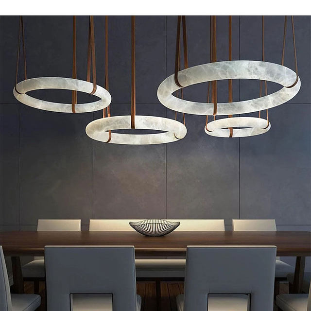 Minimalist Sculptural Marble Lamp Fluid Curves Soft Warm Light for High Ceiling Lobby Living Room Interior Alabaster Chandelier