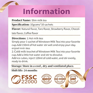 WinsTown Slim Milk Tea saveur taro 100g Poudre instantanée Complément alimentaire Faible teneur en sucre Antioxydant - Product Image 5