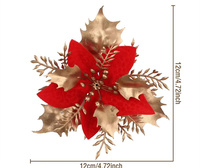 Youlun nouveau Style 12cm maille creuse de noël brillant paillettes velours Poinsettia fleur artificielle pour décorations d'arbre de noël