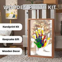 Marco de Fotos Moderno de Madera Transparente A4, Kit de Huellas de Manos para Familias y Parejas, Impresión UV, Manualidades DIY, Recuerdo, Regalo para Baby Shower