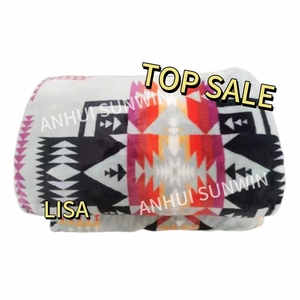 Manta de lana <span class=keywords><strong>azteca</strong></span> gris tamaño King del sudoeste más vendida, manta de franela geométrica mexicana de tacto suave para ventas al por mayor - Product Image 1