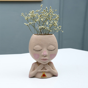 Nhựa Nữ Bust Dễ Thương Nhắm Mắt Cô Gái Mát Mặt <span class=keywords><strong>Planter</strong></span> Chậu Để Bán - Product Image 4