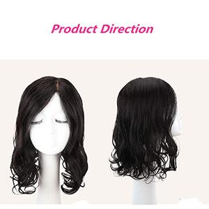 Largo y rizado cabello humano Remy ondulado Topper Base corona pelo pieza Clip en seda peluca llena de encaje suizo europeo de la onda del cuerpo del pelo pequeña - Product Image 6