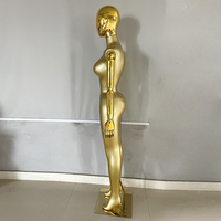 Shinny Gold Ganzkörper BBL Curvy Body Mannequin Verstellbare Pose Gold lackierte Schaufenster puppen mit goldenem Chrom kopf