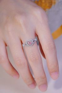Bague en or blanc 18 carats Xinfly avec diamant rose 0,47 ct en forme de cœur, bijoux de mariage et de fiançailles AU750, style tendance en forme de bras en Y - Product Image 4