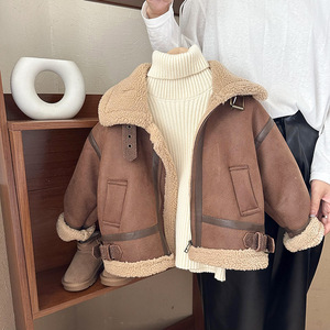 Ropa de Otoño para Niños y Niñas, Personalizada, con Forro Polar, Cuello Alto, Tapeta Oblicua, de Gamuza y Piel Sintética, Cálida y a la Moda - Product Image 1
