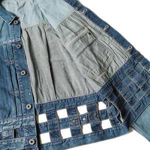Vintage Washed <b>Denim</b> <b>Jacket</b> <b>Mens</b> Casual Blue Jean Trucker <b>Jacket</b> Custom Embroidery Hollow Out Waist Design Streetwear Outerwear - Product Image 5