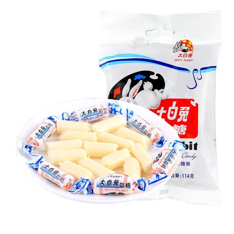 Guanshengyuan grands sacs de caramel de lapin blanc bonbons festifs collations nostalgiques grand CandyWhite lapin à mâcher bonbons