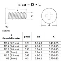 Kit d'assortiment de vis à tête plate fine Phillips M1.2, M1.4, M1.6, M2, M3, mini, micro, petites, pour ordinateurs portables, téléphones, lunettes