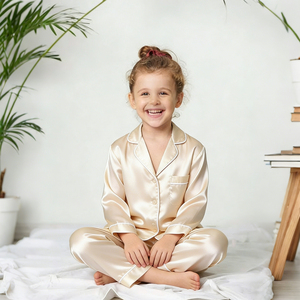 Pyjamas en satin pour enfants Hongbo en gros, 2 pièces, pyjamas de luxe pour enfants, marque privée, pyjamas en satin pour enfants de 5 à 10 <span class=keywords><strong>ans</strong></span> - Product Image 3