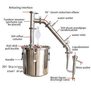 Destilador <span class=keywords><strong>de</strong></span> Alcohol <span class=keywords><strong>de</strong></span> Acero Inoxidable <span class=keywords><strong>de</strong></span> 20L, Destilador <span class=keywords><strong>de</strong></span> Ron Casero, Máquina <span class=keywords><strong>de</strong></span> Hidrosol <span class=keywords><strong>de</strong></span> Romero y Loto Azul Casero - Product Image 2