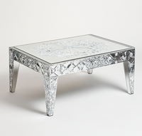 Table basse de luxe moderne avec miroir Meubles en diamant écrasé Table à miroir pour le salon Nouveau design de table à thé