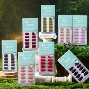 Faux Ongles BTARTBOX Automne Hiver – Vente en Gros de Faux Ongles en Gel Souple, Forme Amande Carrée, Couleur Rouge Unie, à Coller - Product Image 3