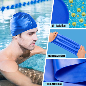 <span class=keywords><strong>Bonnet</strong></span> <span class=keywords><strong>de</strong></span> <span class=keywords><strong>bain</strong></span> universel imperméable en silicone 65G pour adultes et enfants aux cheveux longs, protection des oreilles, sans coupure sur la tête. - Product Image 6