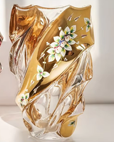 Vas Kaca Kristal BOHEMIA Impor Baru dari Ceko, Buatan Tangan dengan Enamel Emas, Gaya Eropa, Hiasan Dekorasi Rumah