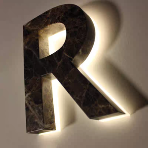 Enseigne LED 3D avec lettres en acrylique rétroéclairées, panneau arrière en acier inoxydable, enseigne à lettres en relief LED - Product Image 2