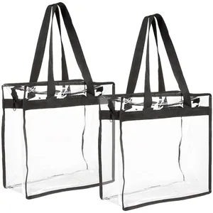 도매 사용자 정의 비치 가방 PVC 어깨 쇼핑 가방 럭셔리 방수 투명 토트 가방 로고 여성 화장품 핸드백