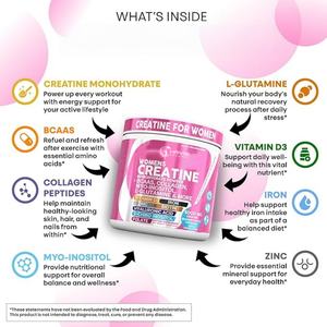 Kreatin Wanita Merek Proprietari, Bubuk Kreatin Monohidrat Bubuk Kreatin Mengandung L-glutamin, Biotin, dan Kolagen - Product Image 5