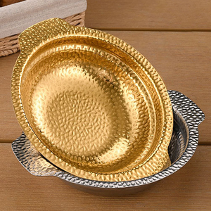 จานเสิร์ฟอาหารเกาหลีแบบกำหนดเองสำหรับร้านอาหาร จานสแตนเลสสำหรับซูคิยะคิ หม้อไฟแห้ง จานเสิร์ฟปาเอญ่าแบบตีลาย - Product Image 2