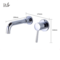 Robinet de lavabo mural à 2 trous YaKe de haute qualité, en laiton, avec noyau de valve en céramique, capteur sans contact, finition chromée pour lavabo de salle de bain