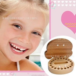 Caja de Madera para Dientes de Leche con Diseño de Oso de Dibujos Animados, Madera Maciza con Grabado para Recuerdos de Bebé - Product Image 2