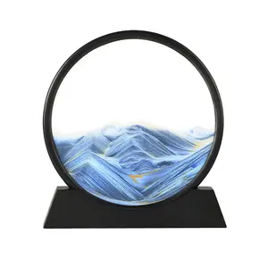 Usine sablier 3D sable Art bleu sable 7 pouces cadre noir sable photo en Stock