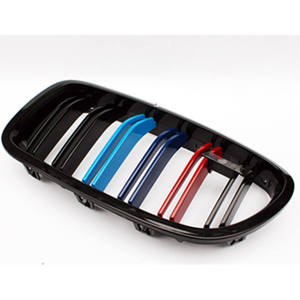 ABS Gloss Black Double Slat Front Bumper Kidney <b>Grille</b> <b>Mesh</b> <b>for</b> 5 Series 550i 540i M5 2009+ - Product Image 2