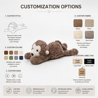 Peluche singe couché personnalisée, douce et moelleuse, à faible perte de poils, pour cadeau de fêtes, décoration de canapé, faible MOQ, OEM, ODM
