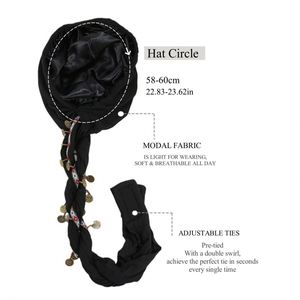 Nouvel Arrivage – Bonnets pour Femmes à Haute Élasticité, Style Décontracté, avec Motif Pièce d'Or et Pompons, Tendance Ethnique, Doublure en Satin - Product Image 4