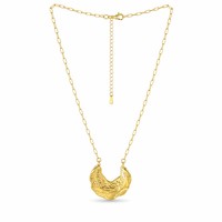 Collier ras du cou Spot Wholesale Jewelry plaqué or 18 carats avec pendentif C massif martelé irrégulier