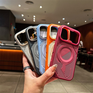 Coque de téléphone magnétique de refroidissement à armure mécanique pour iPhone 18 17 16 15 14 Pro Max, dos mat givré couleur unie motif nid d'abeille, Nouveauté - Product Image 4
