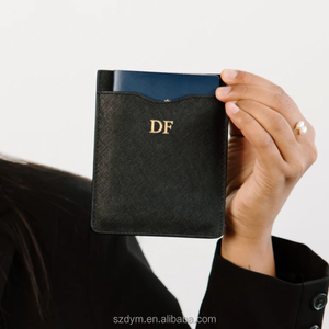 Porte-passeport personnalisé de luxe minimaliste en cuir PU fin, étui pour passeport, portefeuille pour passeport, pour les voyages en avion, porte-cartes de visite - Product Image 1