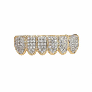 European American Hip-hop Cool Braces <strong>Gold</strong> Plated with Environmentally Friendly Copper Micro-embedded Zircons for Men Women - Product Image 4