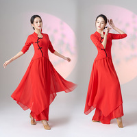 Ensemble de danse orientale classique pour femmes adultes, style national, tenue de danse folklorique, haut en modal, jupe et pantalon élégants