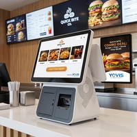 Terminal de point de vente tactile à double écran de 15,6 pouces avec paiement par QR/code et carte, et kiosque de commande automatique pour caisse de détail, usage B2B