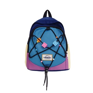 Mochila doble compacta y ligera, con cremallera impermeable para hombre y mujer, mochila sencilla con letras en contraste de color. - Product Image 1