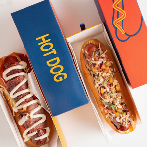 Özel boyut uzun <span class=keywords><strong>Hot</strong></span> <span class=keywords><strong>Dog</strong></span> mısır köpek sandviç katlanabilir kapaklı kutu gitmek için çekmece ambalaj çıkar - Product Image 1