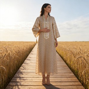 Robe Abaya Longue Élégante en Polyester Brodé de Luxe pour Femmes Musulmanes Fournisseur en Gros Personnalisé - Product Image 4